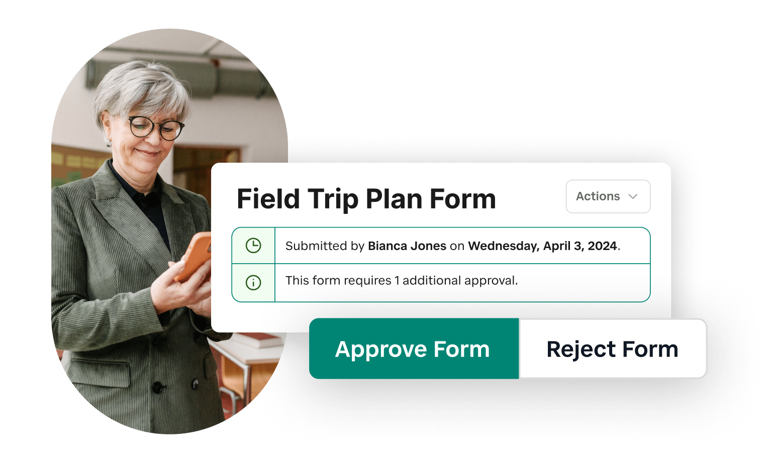 Educator using Forms and Flows to automate field trip permission slip collection.